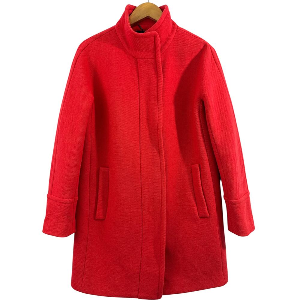 J.Crew Stadium Cloth Wool Cocoon Coat Orange Sz 6 Classic Fall Winter Topper